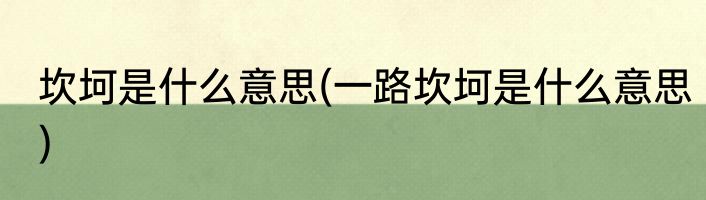 坎坷是什么意思(一路坎坷是什么意思)