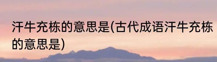 汗牛充栋的意思是(古代成语汗牛充栋的意思是)