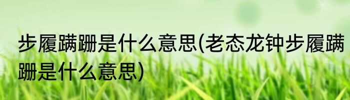 步履蹒跚是什么意思(老态龙钟步履蹒跚是什么意思)