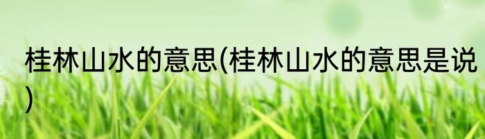 桂林山水的意思(桂林山水的意思是说)