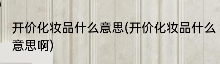 开价化妆品什么意思(开价化妆品什么意思啊)