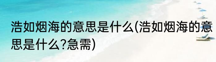 浩如烟海的意思是什么(浩如烟海的意思是什么?急需)