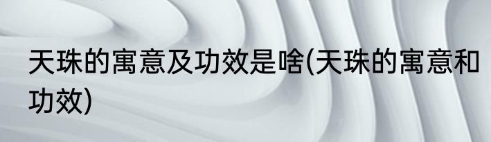 天珠的寓意及功效是啥(天珠的寓意和功效)