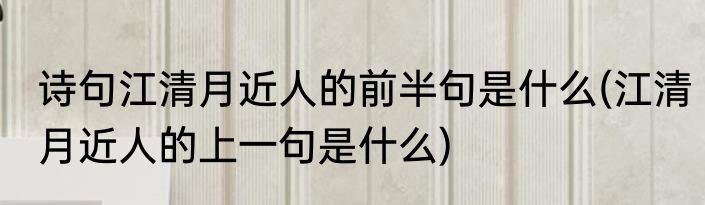 诗句江清月近人的前半句是什么(江清月近人的上一句是什么)