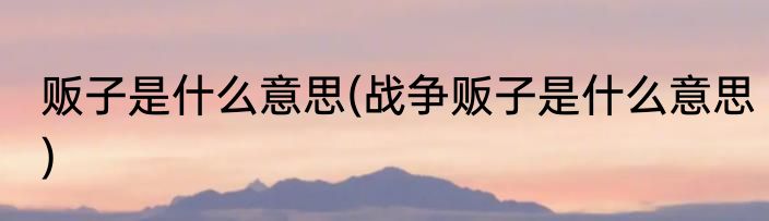贩子是什么意思(战争贩子是什么意思)