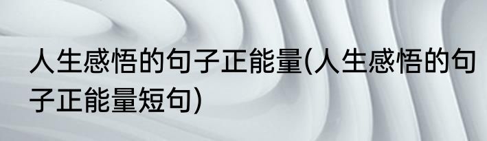 人生感悟的句子正能量(人生感悟的句子正能量短句)