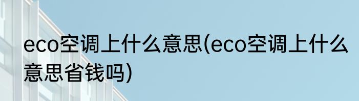 eco空调上什么意思(eco空调上什么意思省钱吗)