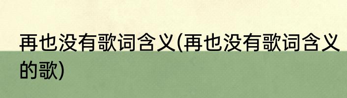再也没有歌词含义(再也没有歌词含义的歌)