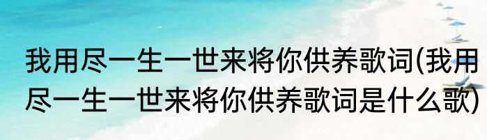 我用尽一生一世来将你供养歌词(我用尽一生一世来将你供养歌词是什么歌)