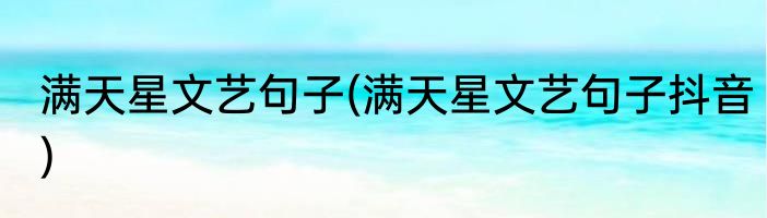 满天星文艺句子(满天星文艺句子抖音)