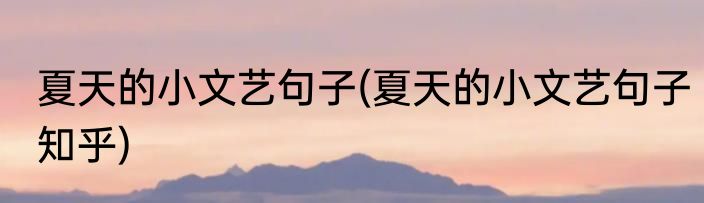 夏天的小文艺句子(夏天的小文艺句子知乎)