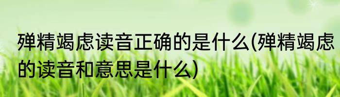 殚精竭虑读音正确的是什么(殚精竭虑的读音和意思是什么)