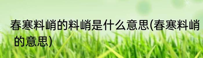 春寒料峭的料峭是什么意思(春寒料峭 的意思)