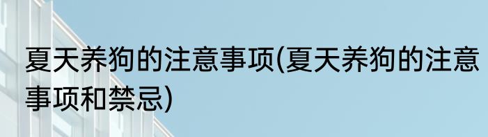 夏天养狗的注意事项(夏天养狗的注意事项和禁忌)