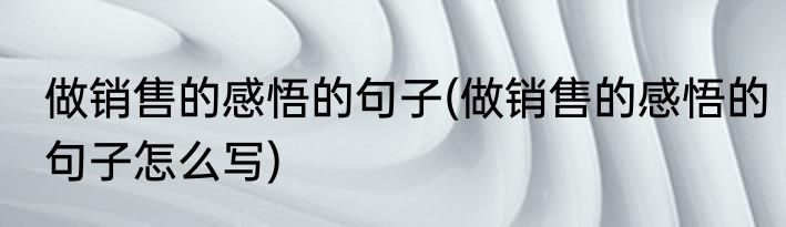 做销售的感悟的句子(做销售的感悟的句子怎么写)
