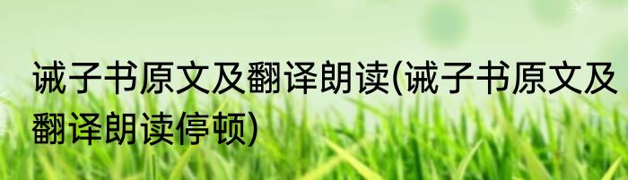 诫子书原文及翻译朗读(诫子书原文及翻译朗读停顿)