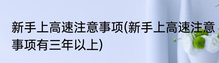 新手上高速注意事项(新手上高速注意事项有三年以上)