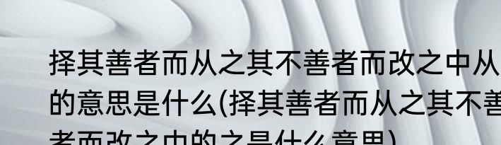 择其善者而从之其不善者而改之中从的意思是什么(择其善者而从之其不善者而改之中的之是什么意思)