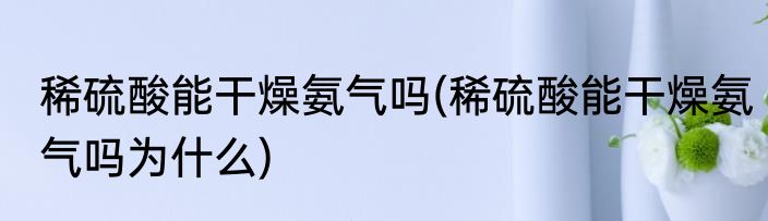 稀硫酸能干燥氨气吗(稀硫酸能干燥氨气吗为什么)