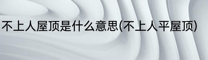 不上人屋顶是什么意思(不上人平屋顶)