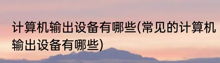 计算机输出设备有哪些(常见的计算机输出设备有哪些)