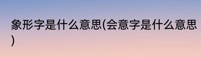 象形字是什么意思(会意字是什么意思)