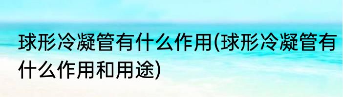 球形冷凝管有什么作用(球形冷凝管有什么作用和用途)