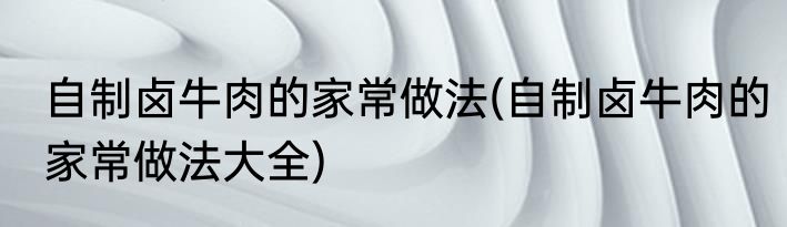 自制卤牛肉的家常做法(自制卤牛肉的家常做法大全)