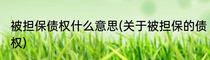 被担保债权什么意思(关于被担保的债权)