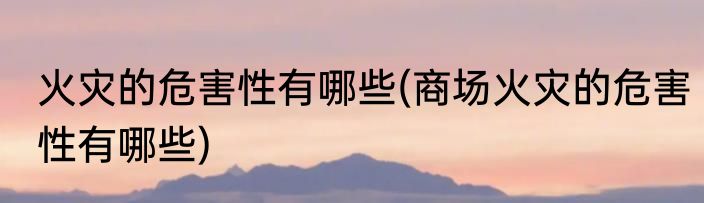 火灾的危害性有哪些(商场火灾的危害性有哪些)
