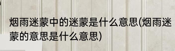 烟雨迷蒙中的迷蒙是什么意思(烟雨迷蒙的意思是什么意思)