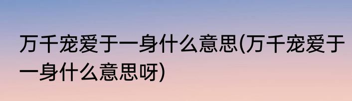 万千宠爱于一身什么意思(万千宠爱于一身什么意思呀)