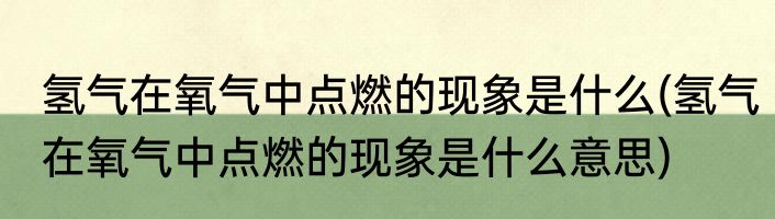 氢气在氧气中点燃的现象是什么(氢气在氧气中点燃的现象是什么意思)