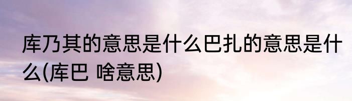 库乃其的意思是什么巴扎的意思是什么(库巴 啥意思)