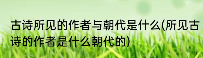 古诗所见的作者与朝代是什么(所见古诗的作者是什么朝代的)