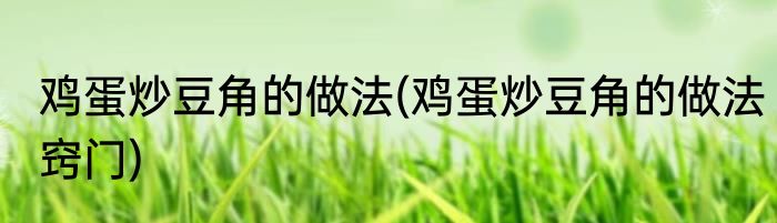 鸡蛋炒豆角的做法(鸡蛋炒豆角的做法窍门)