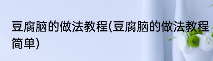 豆腐脑的做法教程(豆腐脑的做法教程简单)