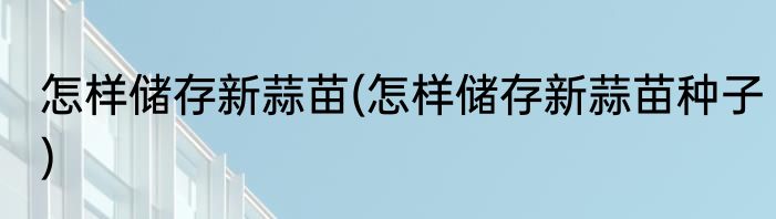 怎样储存新蒜苗(怎样储存新蒜苗种子)