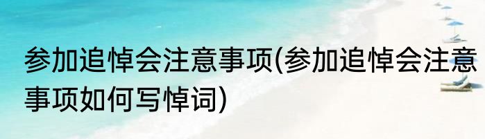 参加追悼会注意事项(参加追悼会注意事项如何写悼词)