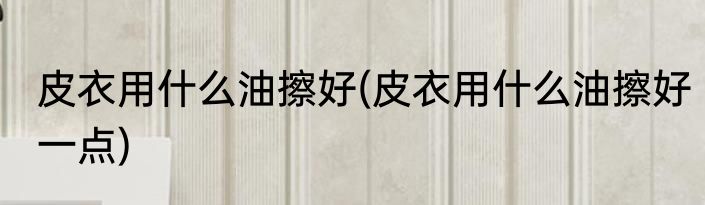皮衣用什么油擦好(皮衣用什么油擦好一点)