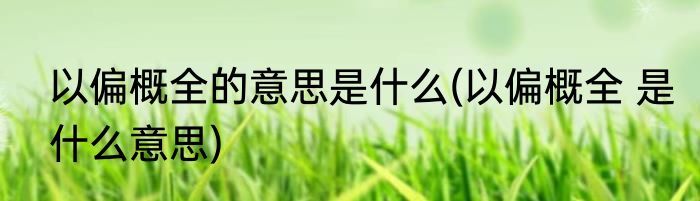 以偏概全的意思是什么(以偏概全 是什么意思)