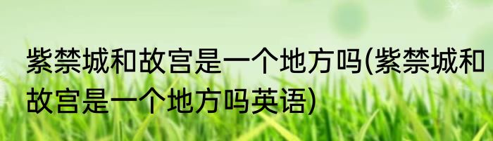 紫禁城和故宫是一个地方吗(紫禁城和故宫是一个地方吗英语)