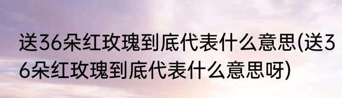 送36朵红玫瑰到底代表什么意思(送36朵红玫瑰到底代表什么意思呀)