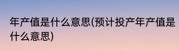 年产值是什么意思(预计投产年产值是什么意思)