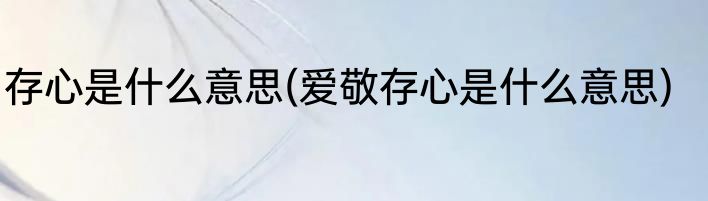 存心是什么意思(爱敬存心是什么意思)