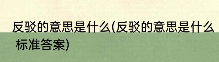 反驳的意思是什么(反驳的意思是什么 标准答案)