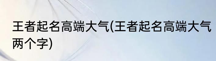 王者起名高端大气(王者起名高端大气两个字)
