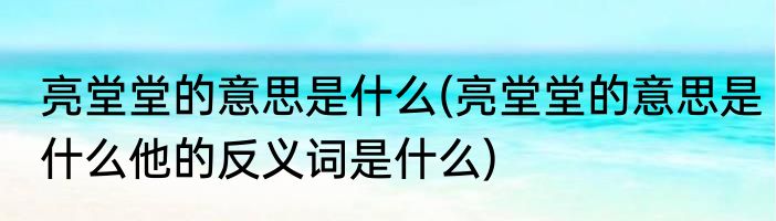 亮堂堂的意思是什么(亮堂堂的意思是什么他的反义词是什么)