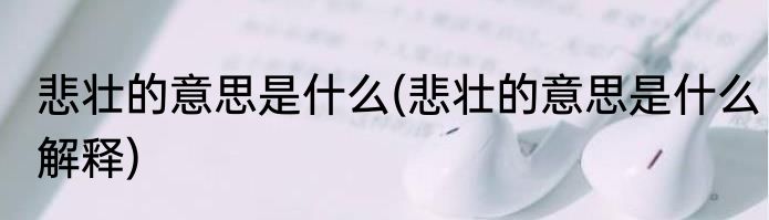 悲壮的意思是什么(悲壮的意思是什么解释)