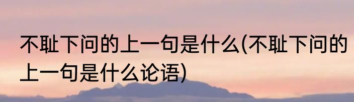 不耻下问的上一句是什么(不耻下问的上一句是什么论语)
